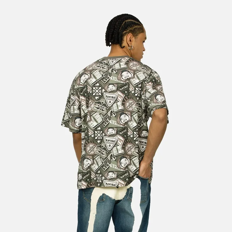 EVISU T Shirts Men Army Green Full Floor-2