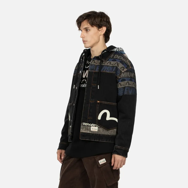 EVISU Denim Jackets Men Black-2