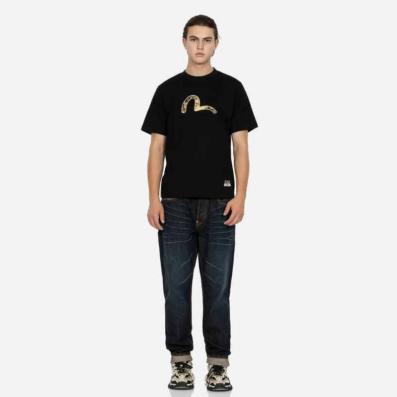 EVISU Short Sleeved T Shirts Men's Black-4
