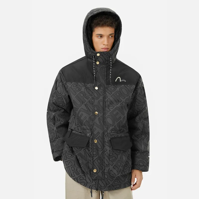 EVISU Down Jacket Men's Charcoal Gray-2