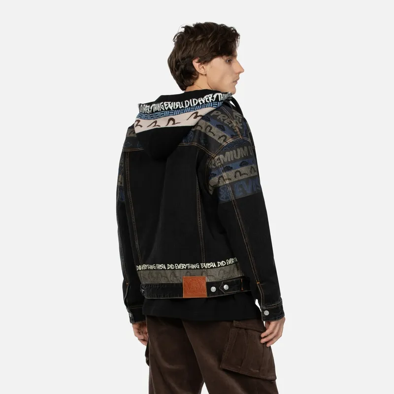 EVISU Denim Jackets Men Black-3