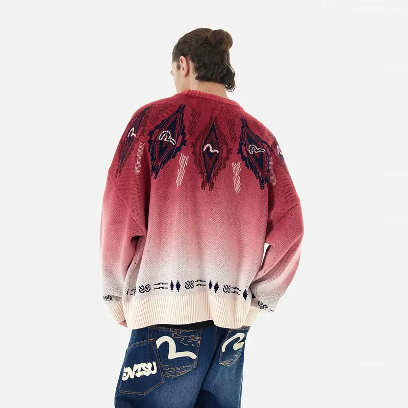 EVISU 2024 Fall And Winter Knitwear Men Burgundy-3