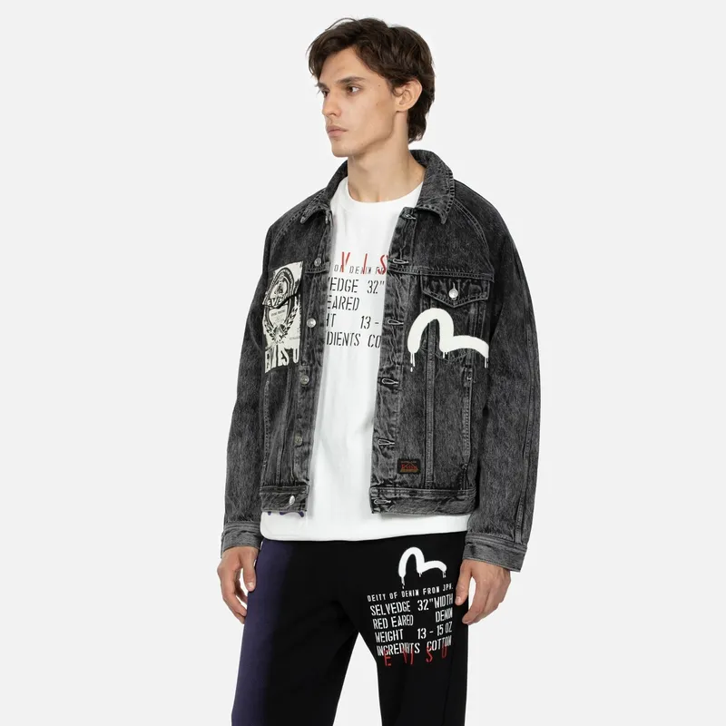 EVISU Denim Jackets Men Black-2