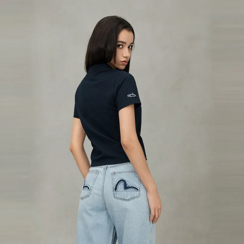 EVISU 2025 Summer Polo Shirt Women's Navy Blue-3