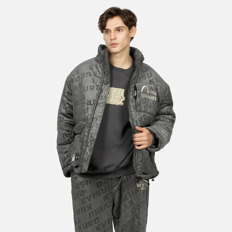 EVISU Puffer Jackets Men Charcoal Gray-3
