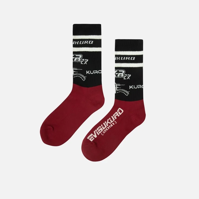 EVISU 2024 Fall Winter Mid Calf Socks Unisex 3 Pack Multicolor-3