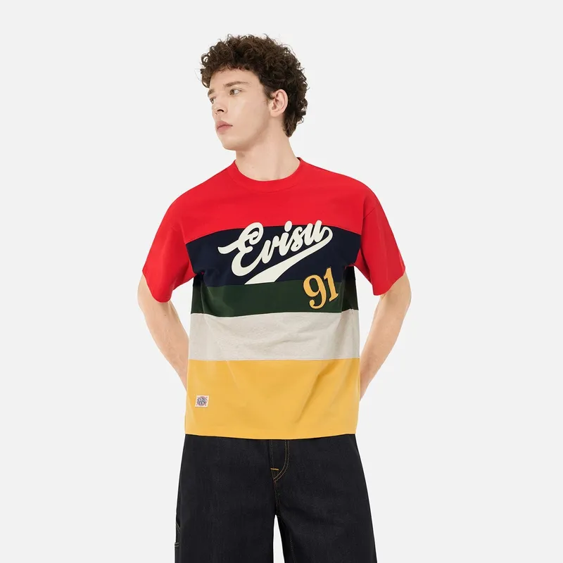 EVISU SS25 T Shirt Men's Multicolor Stripes-2