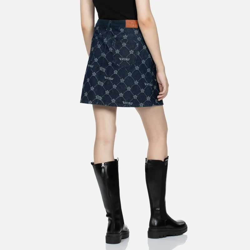 EVISU Casual Short Skirts Women's Denim Blue-3