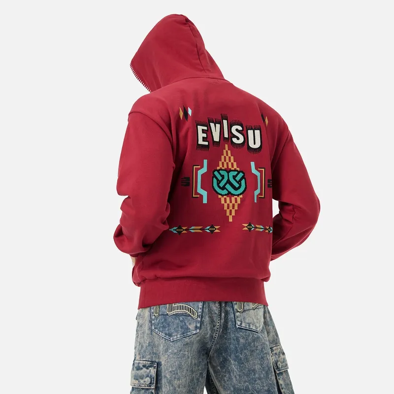 EVISU Sweatshirt Men's Burgundy-2