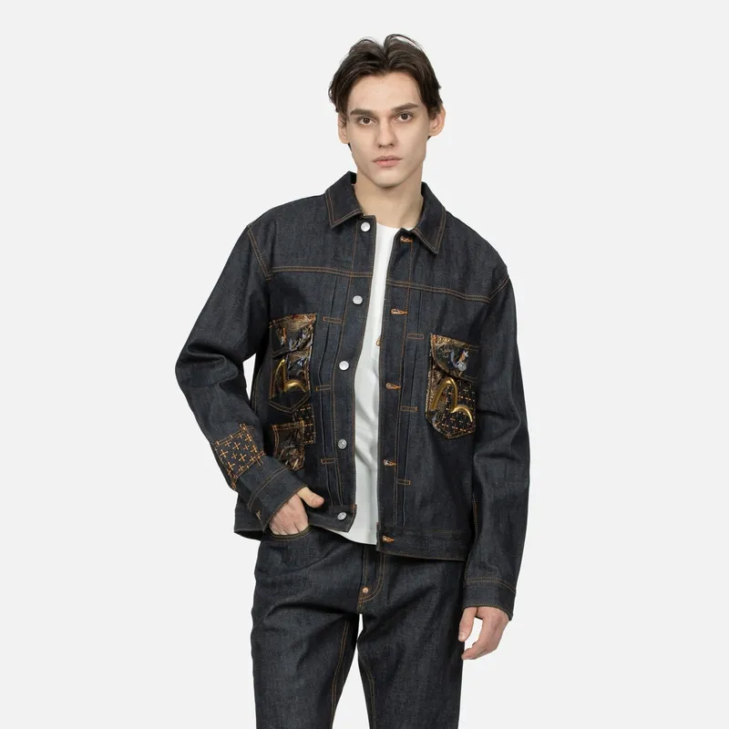 EVISU Denim Jackets Men Denim Blue-2