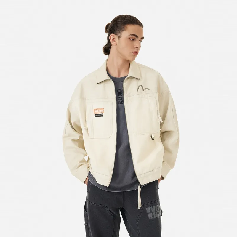 EVISU 2024 Fall Winter Jacket Men Beige Yellow-2
