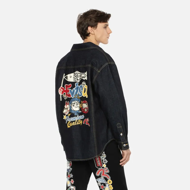 EVISU Denim Jackets Men Denim Blue-3