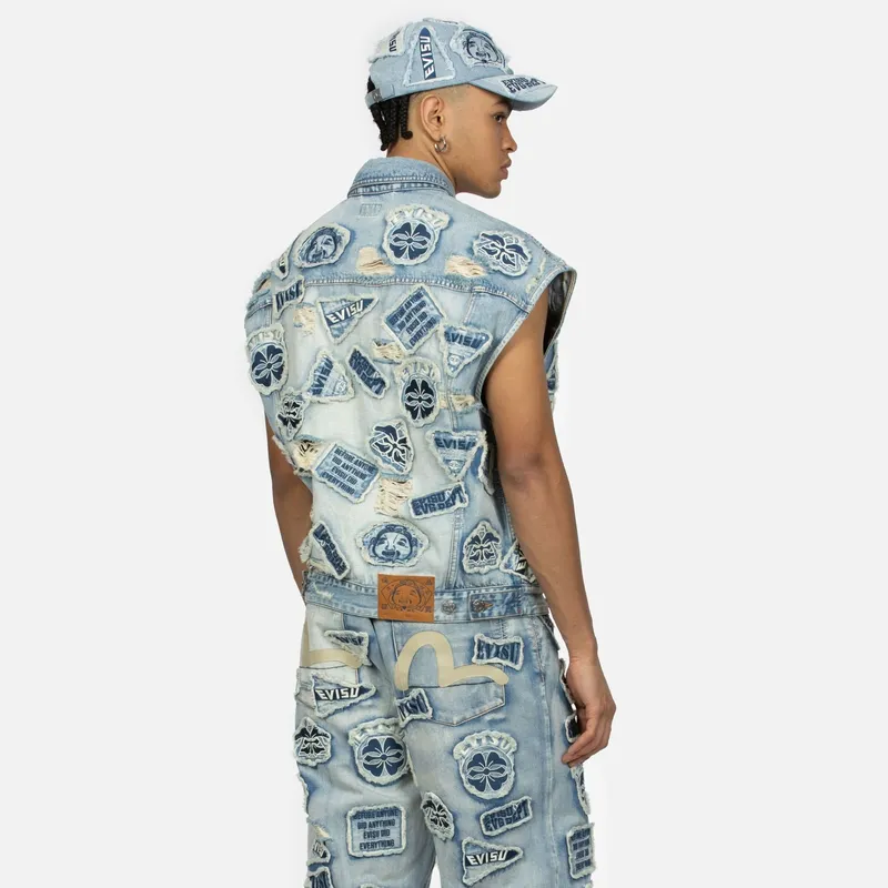 EVISU Tank Tops Men Denim Blue-3