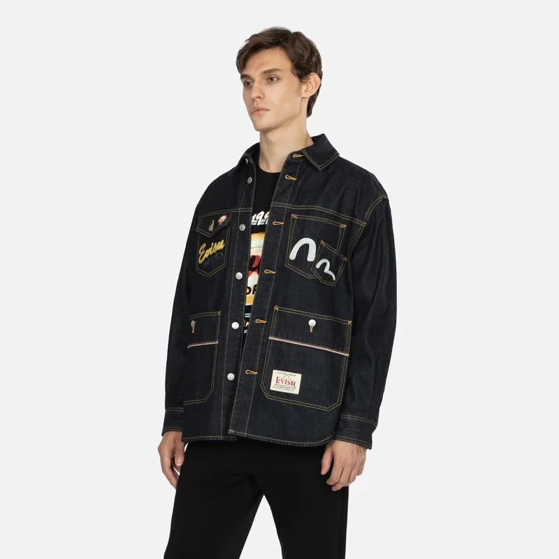EVISU Denim Jackets Men Denim Blue-2
