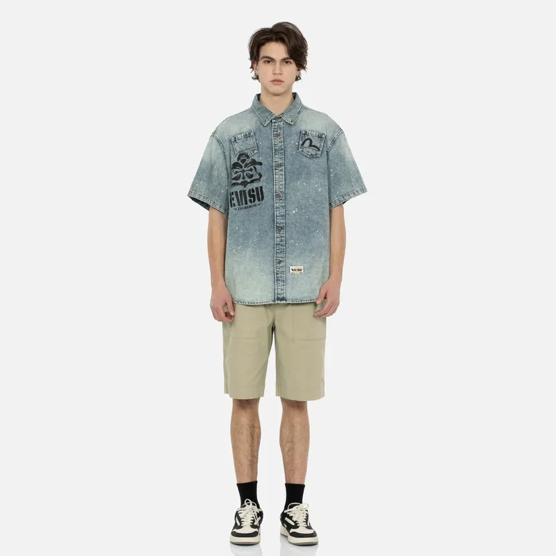 EVISU Shirts Men Denim Blue-4