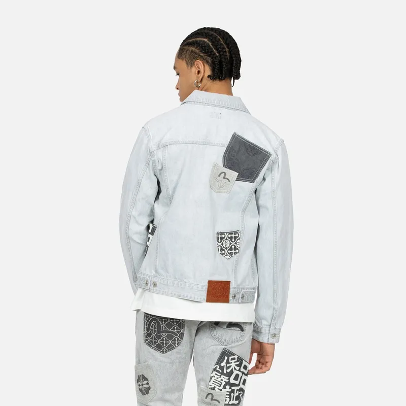 EVISU Denim Jackets Men Denim Gray-3