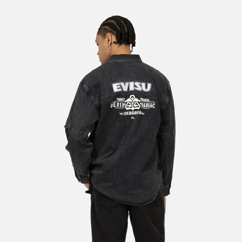 EVISU Shirts Men Denim Black-4