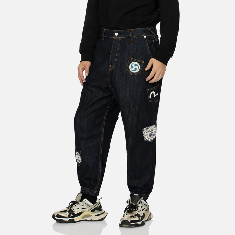 EVISU 2024 Fall And Winter Casual Pants Men Denim Blue-3