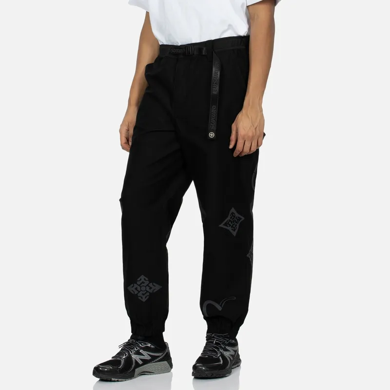 EVISU Casual Pants Men Black All Over Print-2