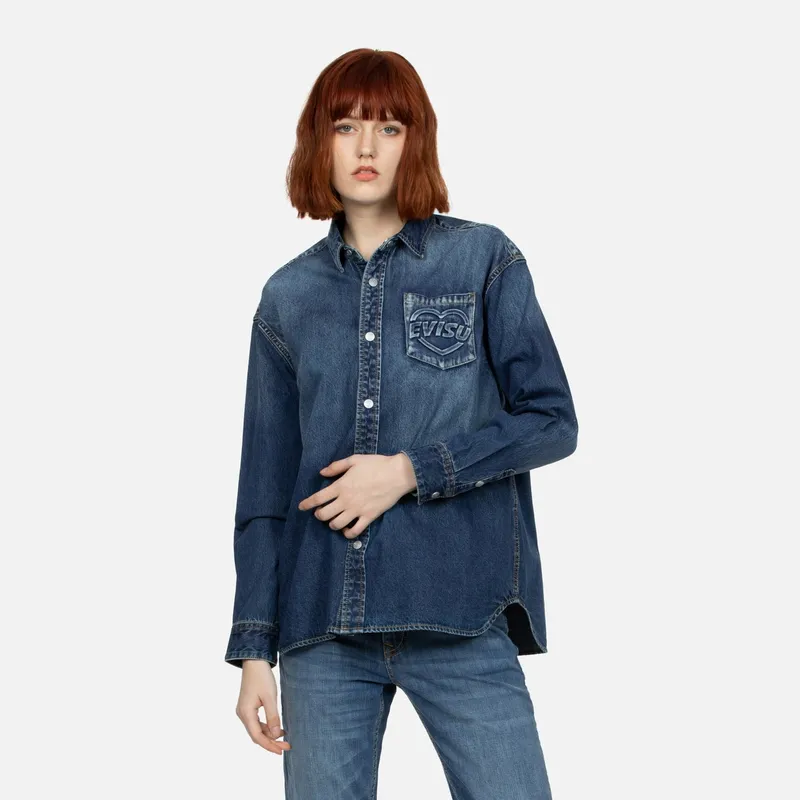 EVISU Shirts Unisex Denim Blue-3
