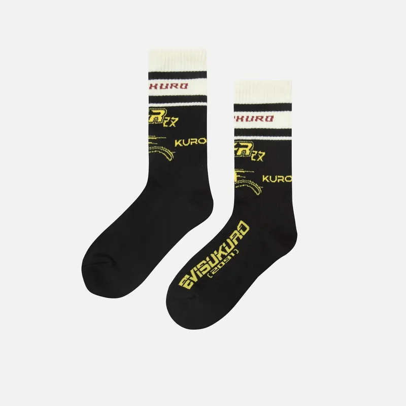 EVISU 2024 Fall Winter Mid Calf Socks Unisex 3 Pack Multicolor-1