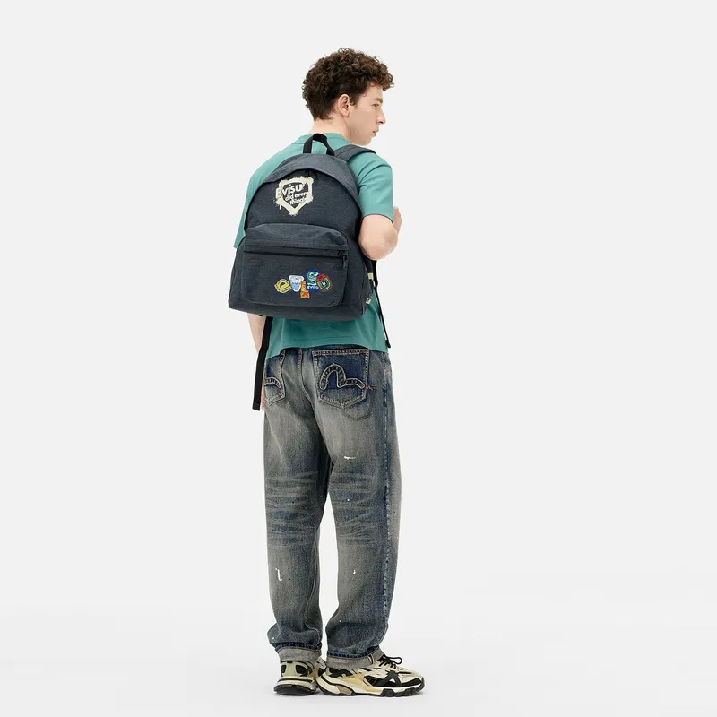 EVISU SS25 Polyester Backpack Unisex Charcoal Gray-4