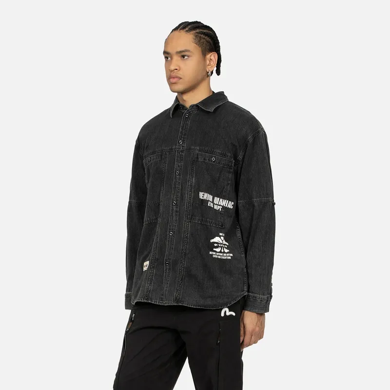EVISU Shirts Men Denim Black-3