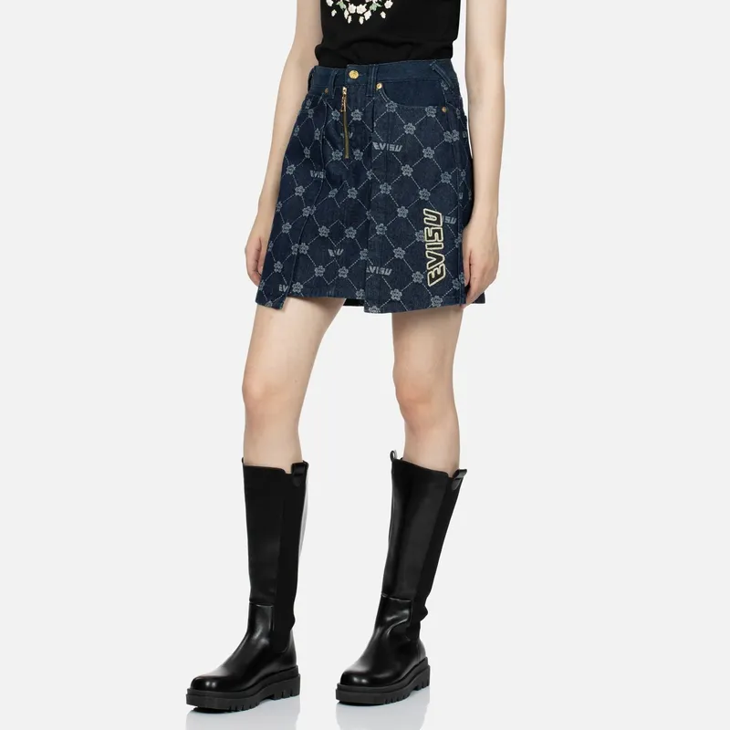 EVISU Casual Short Skirts Women's Denim Blue-2