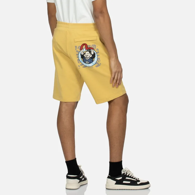 EVISU SS24 Men's Buddha Head And Logo Print Shorts-6