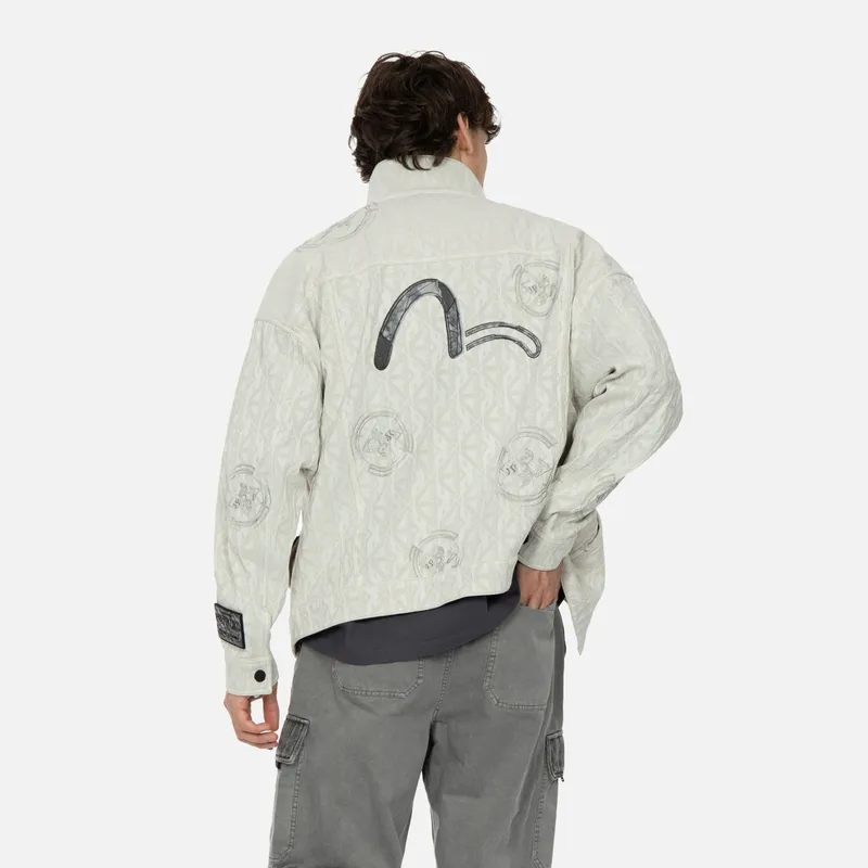 EVISU Denim Jackets Men Apricot All Over Print-4