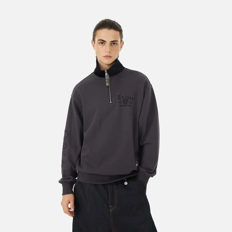 EVISU 2024 Fall And Winter Sweatshirt Men Charcoal Gray-2