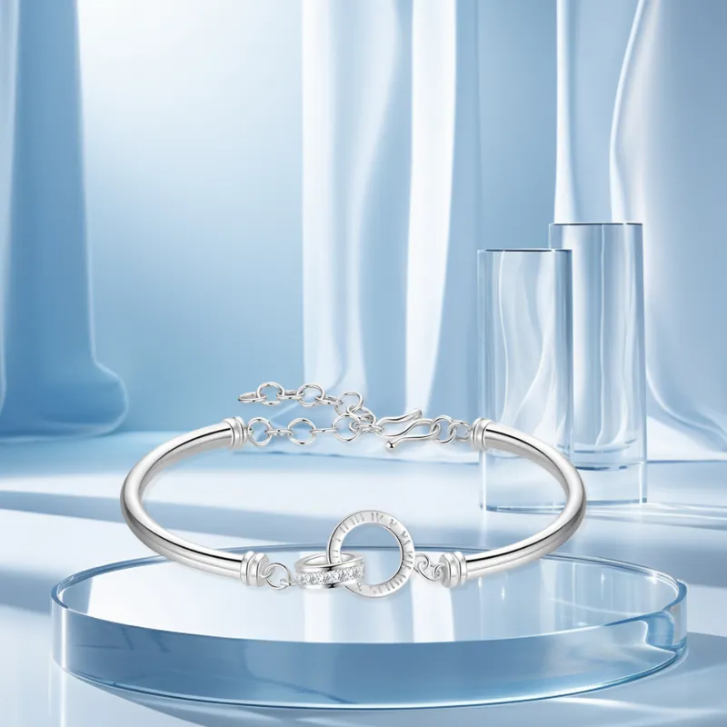 STQ S999 Fine Silver Bangles Women's Gift Box Set-5