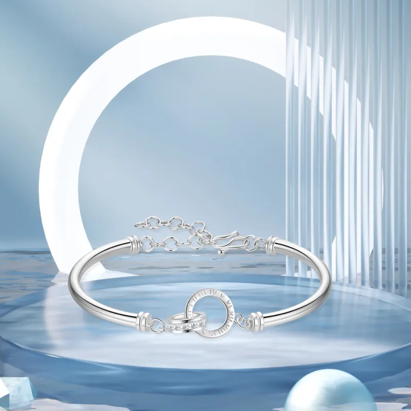 STQ S999 Fine Silver Bangles Women's Gift Box Set-2