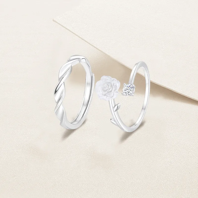 FORCHI Sterling Silver Rings Unisex Anniversary Gift For Girl-4
