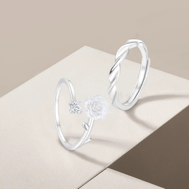 FORCHI Sterling Silver Rings Unisex Anniversary Gift For Girl-2