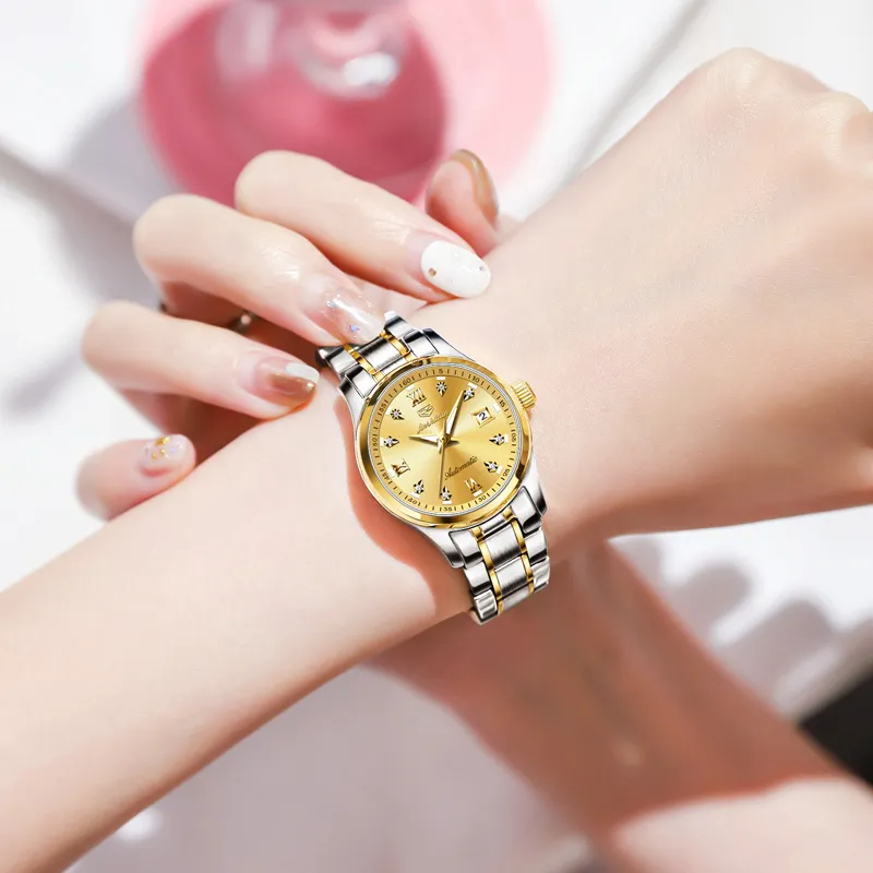 Jin Shi Dun Smart Series Mechanical Movement Stainless Steel Watchband Watch Women's Watch White Dial-27