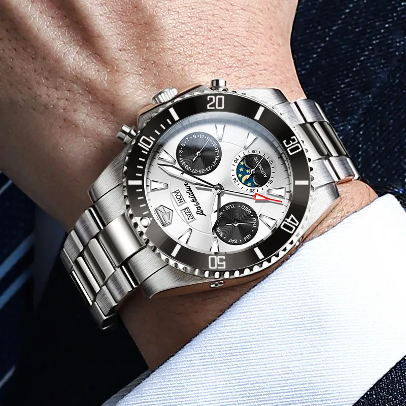 Jin Shi Dun Artisan Collection Mechanical Movement Stainless Steel Watchband Watch Men's Watches Black Dial-4