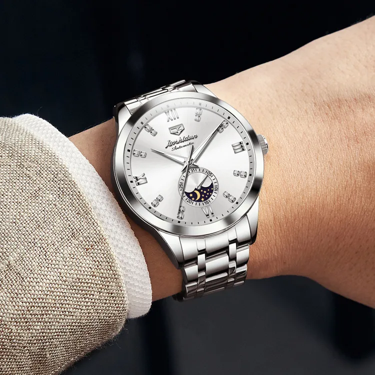 Jin Shi Dun Mechanical Movement Watch Men's Watches White Dial-17