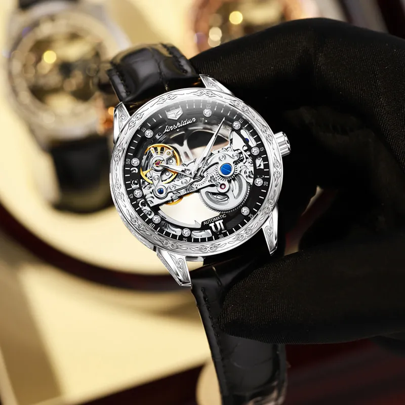 Jin Shi Dun Automatic Mechanical Movement Men's Watches Cut Out Dial-3