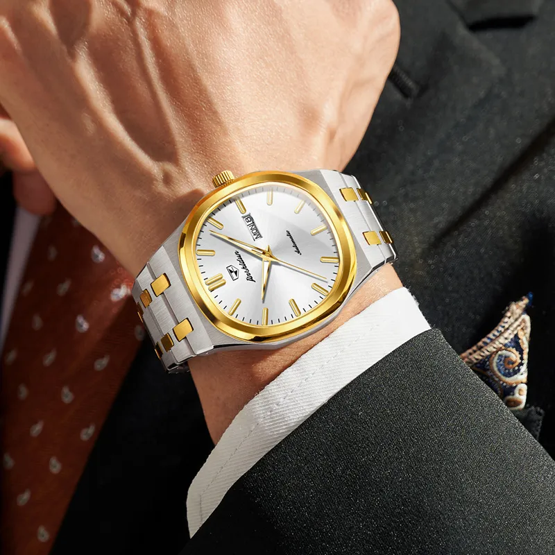 Jin Shi Dun Artisan Collection Mechanical Movement Stainless Steel Watchband Watch Men's Watches White Dial-16