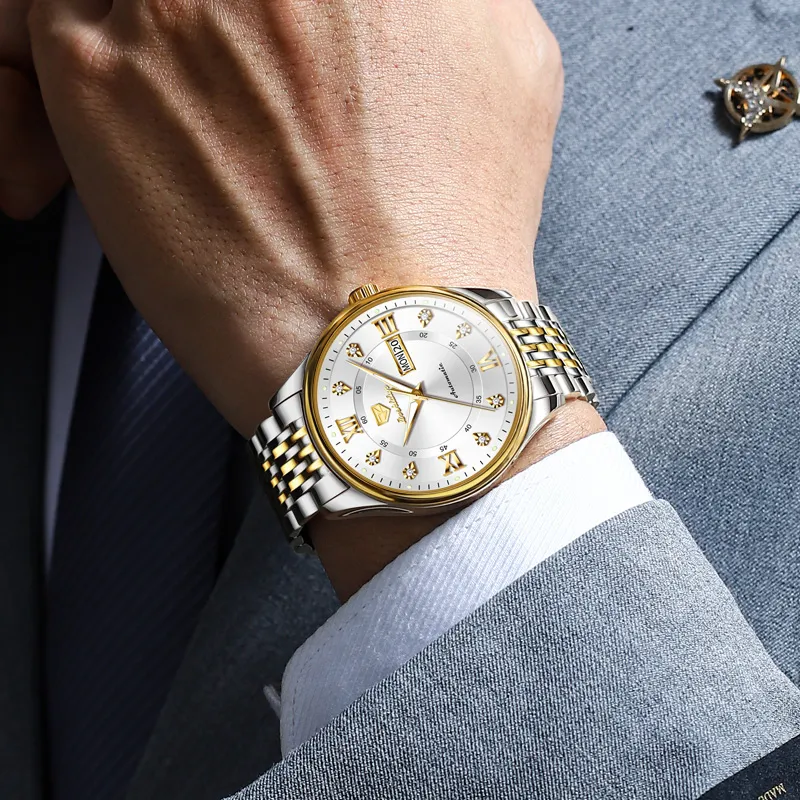 Jin Shi Dun Automatic Mechanical Movement Stainless Steel Watchband Watch Men's Watches White Dial-14