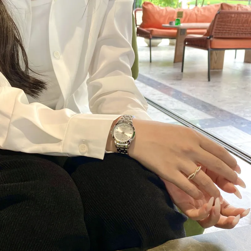 Jin Shi Dun Mechanical Movement Stainless Steel Watchband Watch Women's Watch White Dial-5