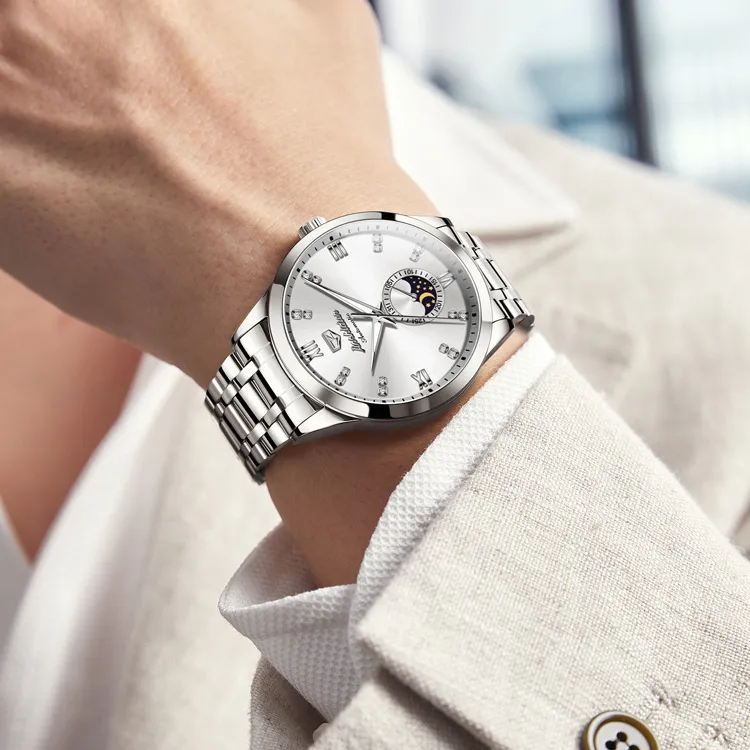 Jin Shi Dun Mechanical Movement Watch Men's Watches White Dial-13