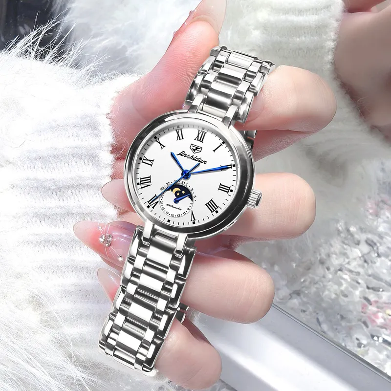 Jin Shi Dun Mechanical Movement Watch Women's Watch White Dial-2