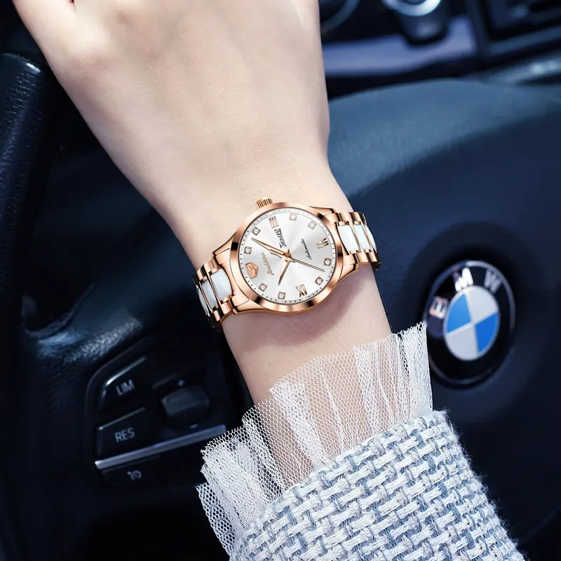 Jin Shi Dun Box Automatic Mechanical Movement Watch Women's Watch White Dial-3