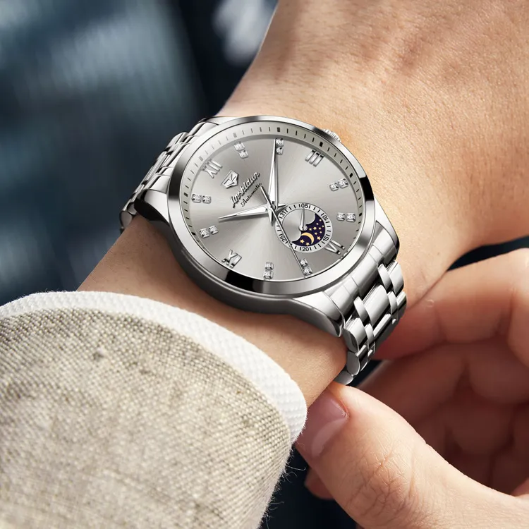 Jin Shi Dun Mechanical Movement Watch Men's Watches White Dial-4
