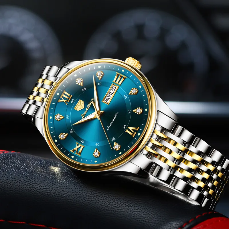 Jin Shi Dun Automatic Mechanical Movement Stainless Steel Watchband Watch Men's Watches White Dial-18