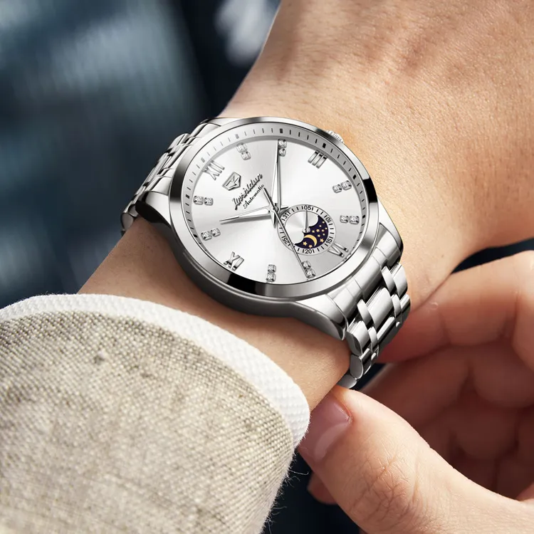 Jin Shi Dun Mechanical Movement Watch Men's Watches White Dial-15