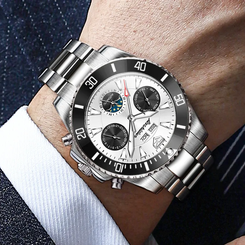 Jin Shi Dun Artisan Collection Mechanical Movement Stainless Steel Watchband Watch Men's Watches Black Dial-2