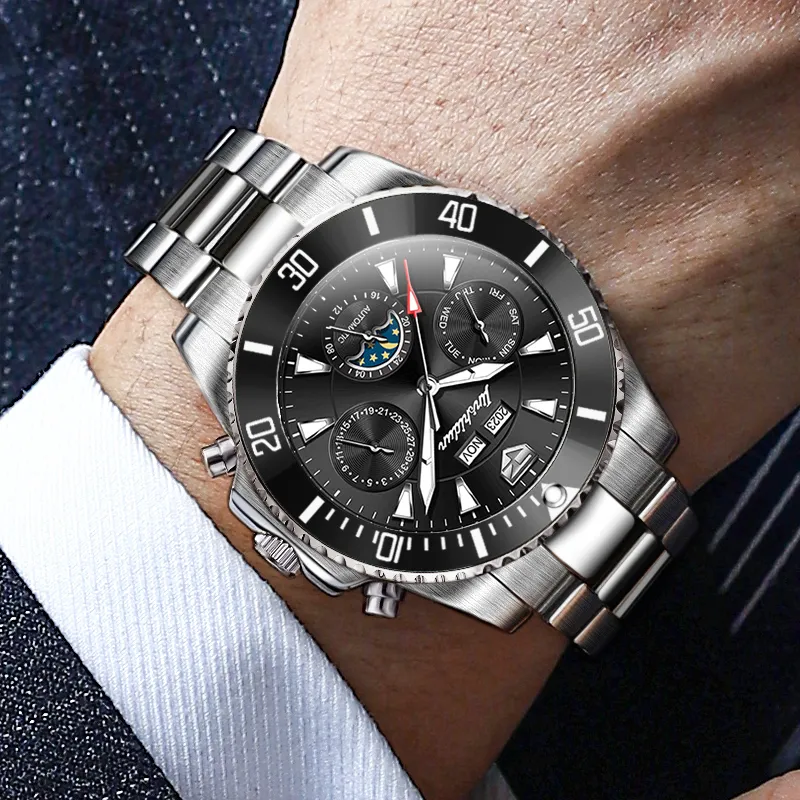 Jin Shi Dun Artisan Collection Mechanical Movement Stainless Steel Watchband Watch Men's Watches Black Dial-7